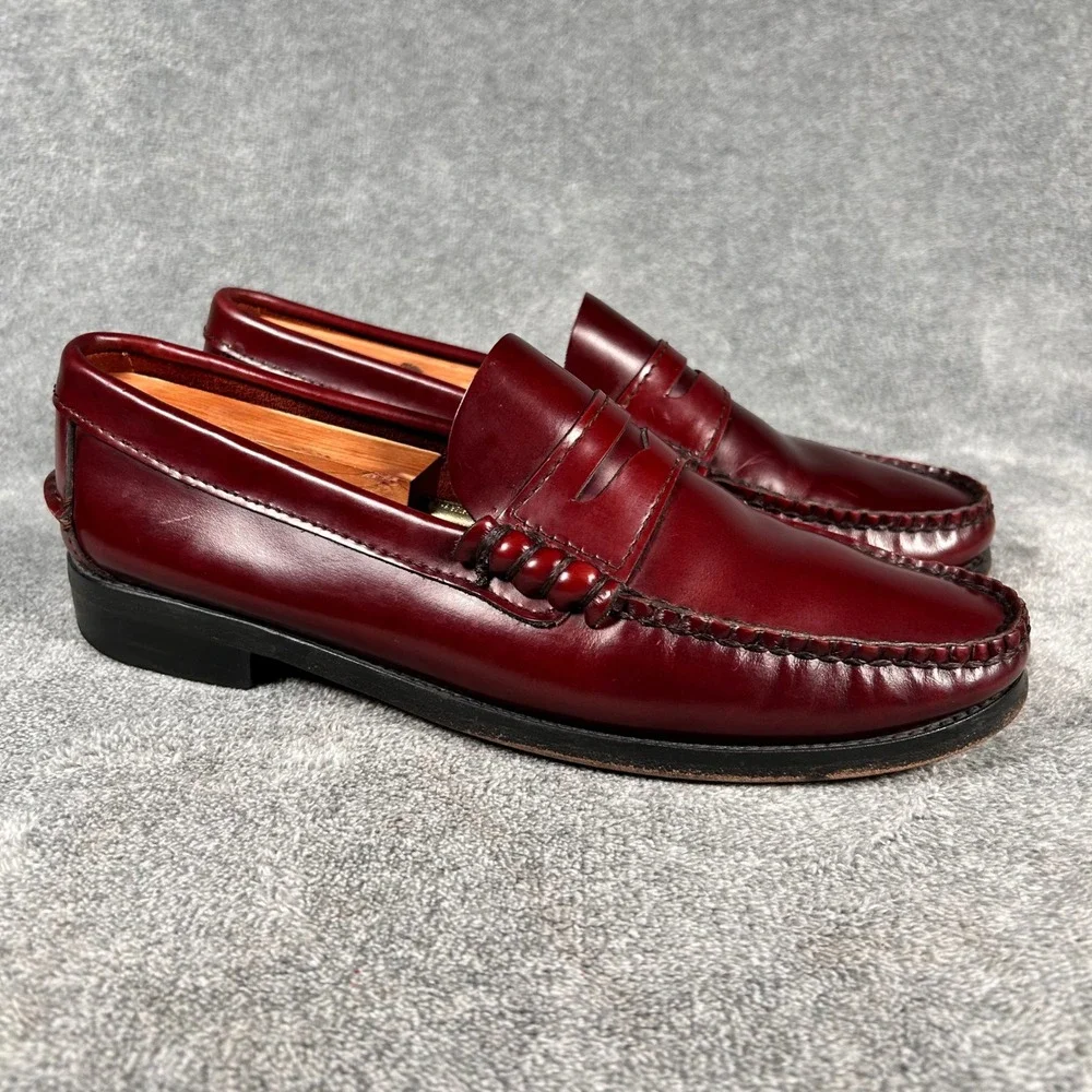 Antonio Parriego Burgundy Leather Penny Loafers Beefroll Mens 9 EU 42 Made Spain
